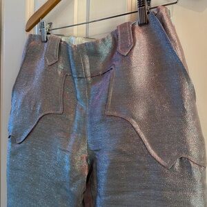 Iridescent Western Pants - Blue/Pink Metallic